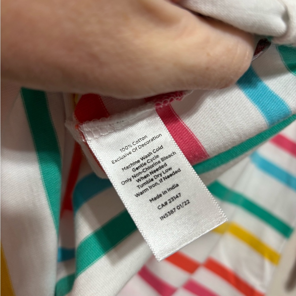 Talbots White Multi-Color Striped Boatneck Blouse - Picture 3 of 6
